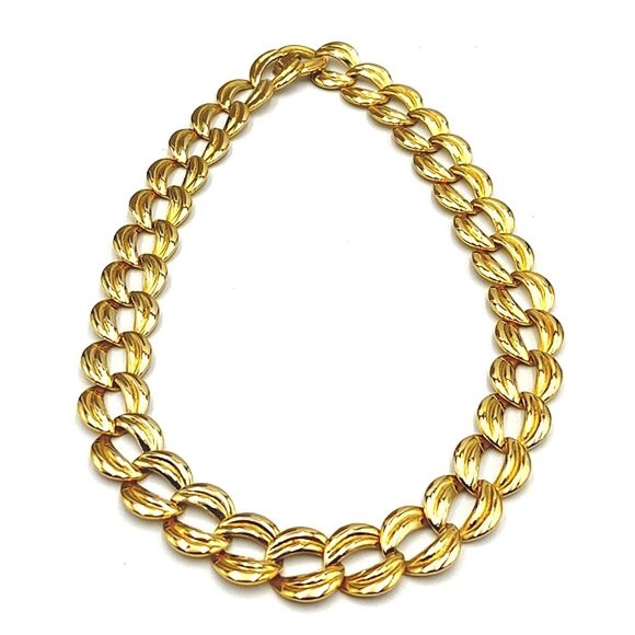 Vintage 1980's 18" Flat Link Goldtone Chain Necklace - Picture 1 of 8